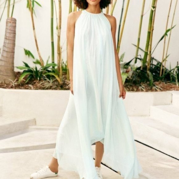 We ARE HAH | REVOLVE | BLUE CHIFFON MAXI DRESS - Picture 1 of 14